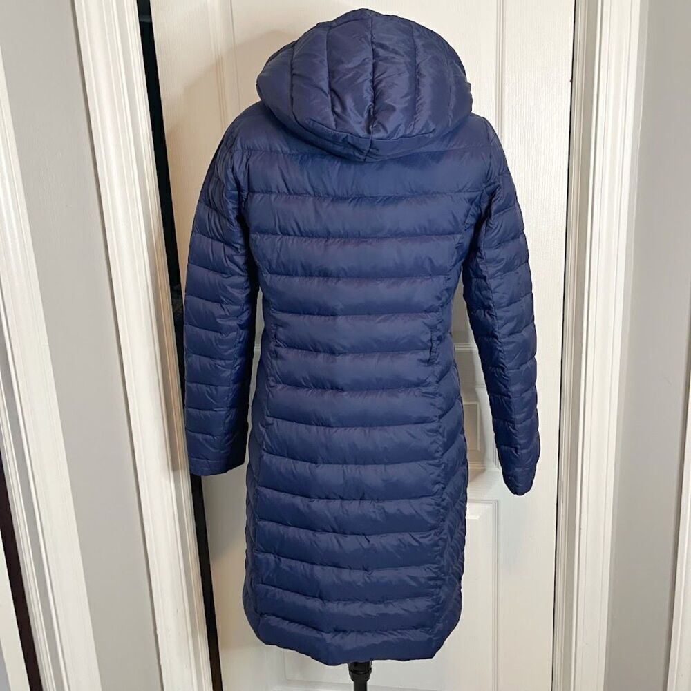 Lands' End Quilted Puffer Down Feathers Zip Button Pocket Packable Hoodie Coat - Picture 4 of 16